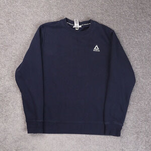 Reebok Logo Spellout Small Blue Long Sleeve Pullover Sweatshirt